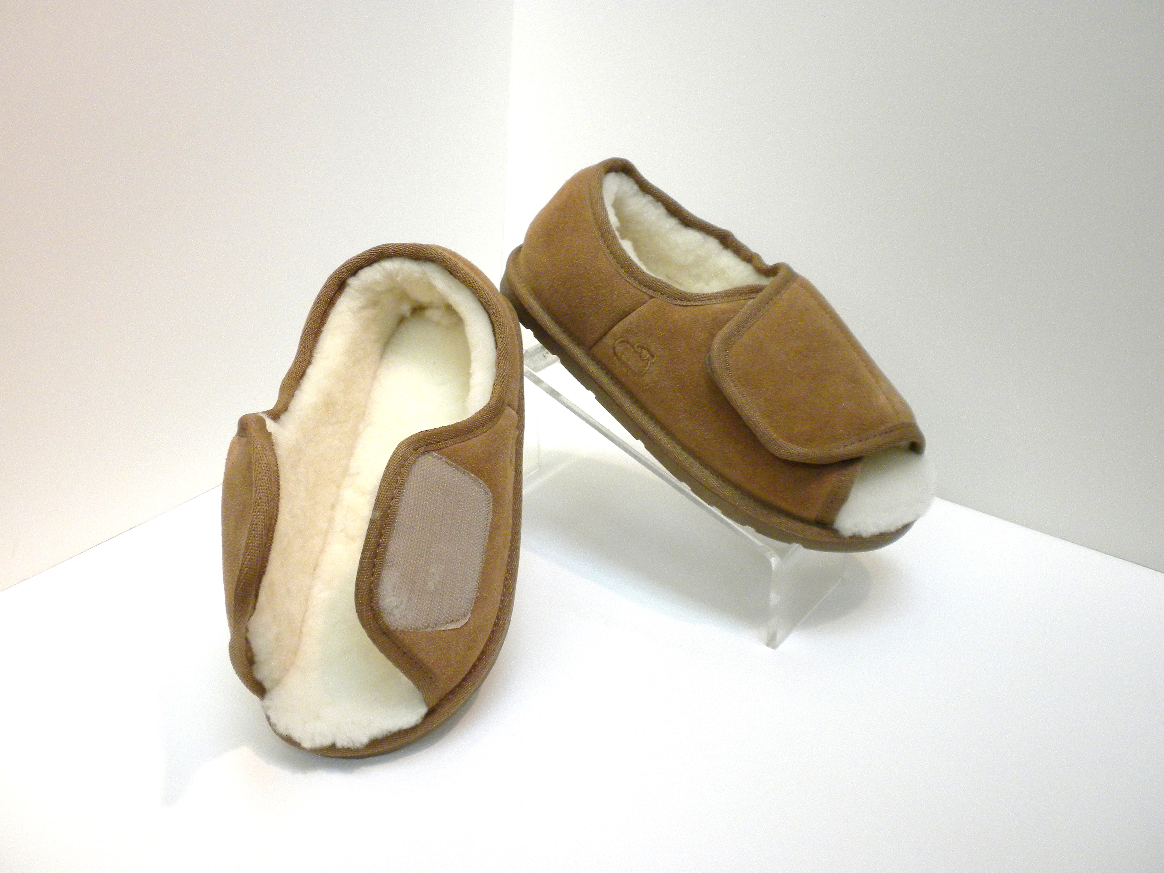 for medical sheepskin  slippers diabetic diabetic diabetic velcro  medical  wrap chestnut